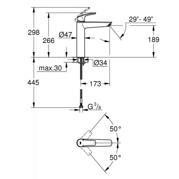 Grohe Eurosmart Tek Kumandalı Lavabo Bataryası XL-Boyut - 239712433