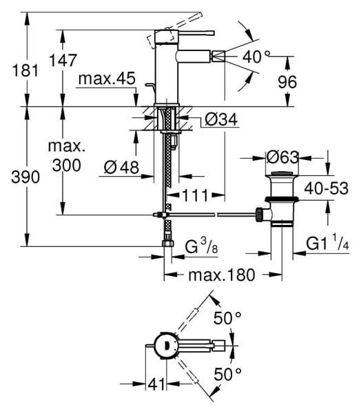 Grohe Essence Bide Lavabo Bataryası - 32935DA1