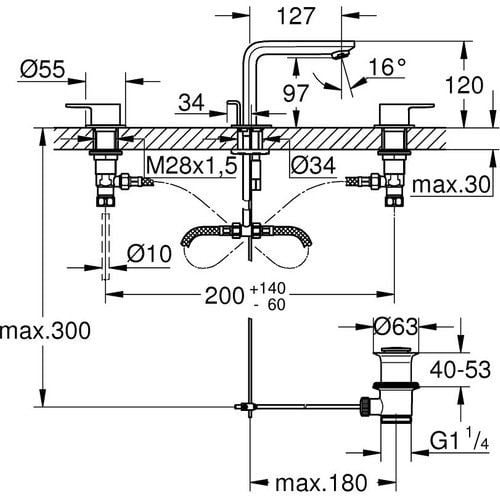 Grohe Lineare 3 Delikli Lavabo Bataryası New - 20304001