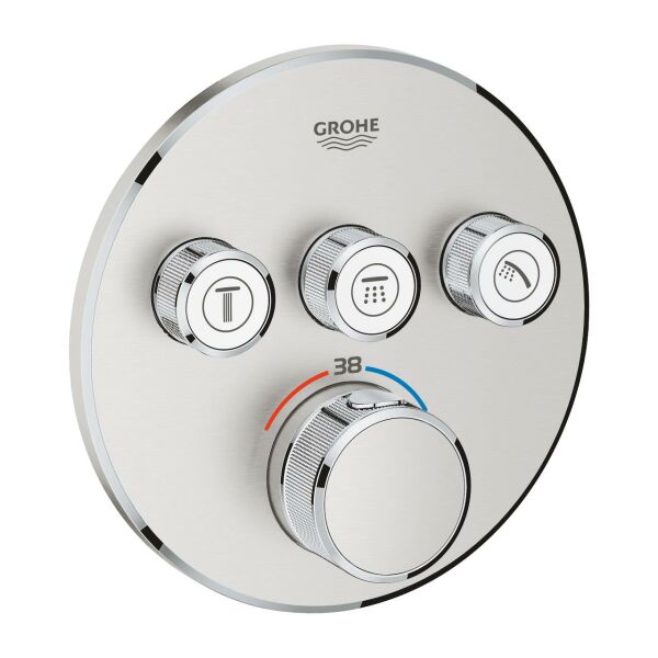Grohe GROHESmartControl 3 Valfli Akış Kontrollü, Ankastre Termostatik Duş Bataryası Paslanmaz Çelik - 29121DC0