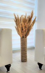 Hasır Örgü Vazo 70 cm  Yapay Çiçek Vazosu Dekoratif Saksı