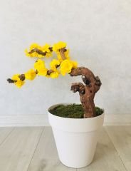 Yapay Çiçek 1 adet 40-80 cm Sarı Bahar Dalı Yapay Bitki Ağaç Bonsai Ağacı