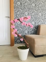 Yapay Çiçek 1 adet 40-80 cm Pembe Bahar Dalı Yapay Bitki Ağaç Bonsai Ağacı