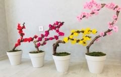 Yapay Çiçek 1 adet 40-80 cm Pembe Bahar Dalı Yapay Bitki Ağaç Bonsai Ağacı