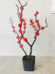 Yapay Çiçek 1 adet 40-80 cm Kırmızı Bahar Dalı Yapay Bitki Ağaç Bonsai Ağacı