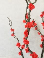 Yapay Çiçek 1 adet 40-80 cm Kırmızı Bahar Dalı Yapay Bitki Ağaç Bonsai Ağacı