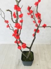 Yapay Çiçek 1 adet 40-80 cm Kırmızı Bahar Dalı Yapay Bitki Ağaç Bonsai Ağacı