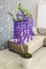 Yapay Çiçek 1 adet 80-90 cm Mor Salkım Ağacı Yapay Bitki Ağaç Bonsai Ağacı