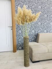 Hasır Örgü Vazo 3 lü Set 30 cm 50 cm 70 cm Çiçeklik Yapay Çiçek Vazosu Dekoratif Saksı