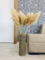Hasır Örgü Vazo 3 lü Set 30 cm 40 cm 50 cm Çiçeklik Yapay Çiçek Vazosu Dekoratif Saksı