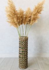 Hasır Örgü Vazo 3 lü Set 40 cm 50 cm 70 cm Çiçeklik Yapay Çiçek Vazosu Dekoratif Saksı