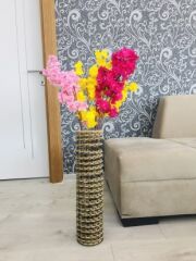 Hasır Örgü Vazo 2 li Set 30 cm ve 40 cm Çiçeklik Yapay Çiçek Vazosu Dekoratif Saksı