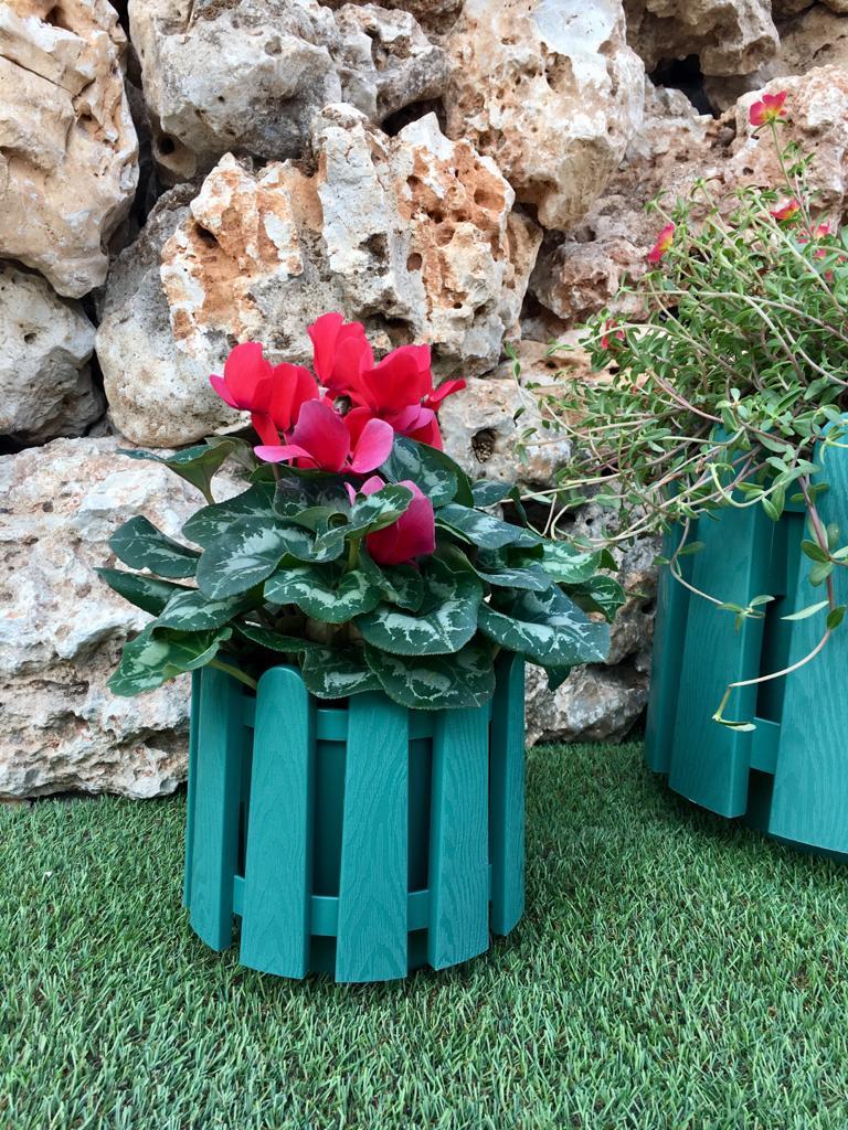 Renkli Saksısı 2 Adet 2,6 Lt Yeşil Renk İstanbul Saksı Plastik Çiçek Saksısı
