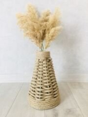 Hasır Örgü Vazo 30 cm Hasır Örgülü Çiçeklik Özel Tasarım Yapay Çiçek Vazosu Dekoratif Vazo