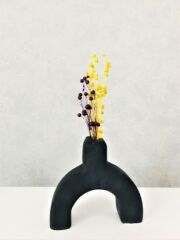 Vazo 1 adet 17 cm Siyah Renk Dekoratif Vazo Seramik Biblo Yapay Çiçek Vazosu Obje