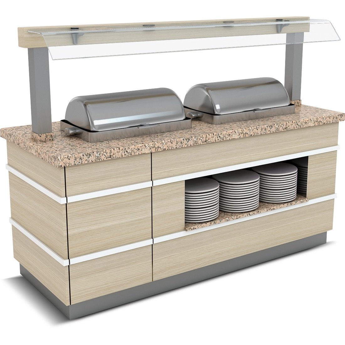 GALATA SICAK SERVİS ÜNİTESİ NEFESLİKLİ 3X1/1 GN CHAFİNG DİSH2600*900*900/1550
