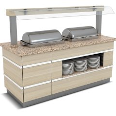 GALATA SICAK SERVİS ÜNİTESİ NEFESLİKLİ 3X1/1 GN CHAFİNG DİSH2600*900*900/1550