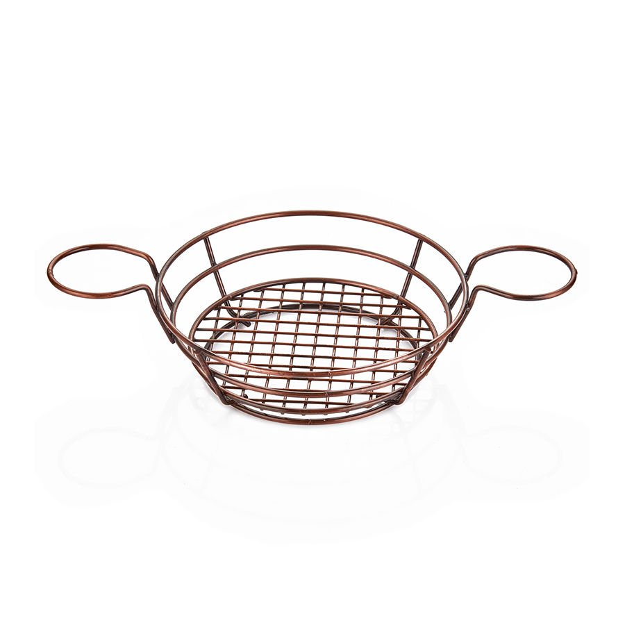 YUVARLAK SUNUM SEPETİ BÜYÜK 21*6CM - RUSTİK BAKIR