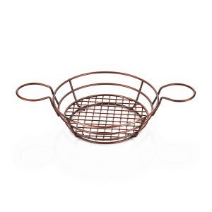 YUVARLAK SUNUM SEPETİ BÜYÜK 21*6CM - RUSTİK BAKIR