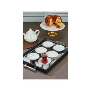 COOKER PORSELEN BEYAZ 6'LI ÇAY TABAĞI