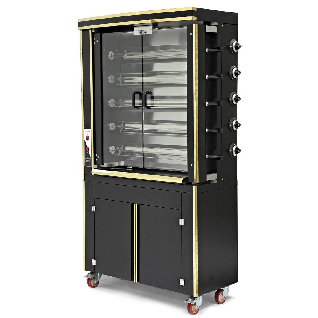 PİLİÇ KİZARTMA MAKİNESİ - ELEKTRİKLİ, DOLAPLI,STATİK BOYALI-GOLD SACLI