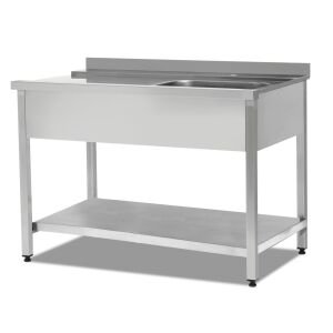 BULAŞIK MAKİNESİ GİRİŞ TEZGAHI ( SAĞ ) TEK EVYELİ TABAN RAFLI 600*750*890
