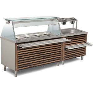 SICAK SERVİS ÜNİTESİ ÜST RAFLI SÜRGÜ STANDLI 1500X730X850/1350 (3 SICAK+1 NÖTR)