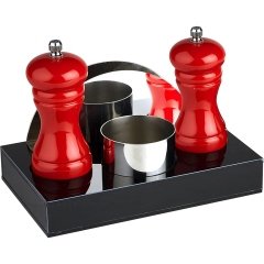 MENAJ SET 4'LÜ 20*12*H3 CM KIRMIZI-SİYAH BEYAZ KIRMIZI