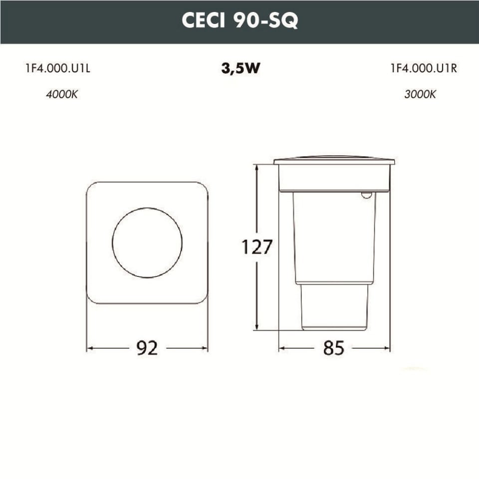 CECI 90 SQUARE BLACK FROSTED GU10 LED 6W CCT SET