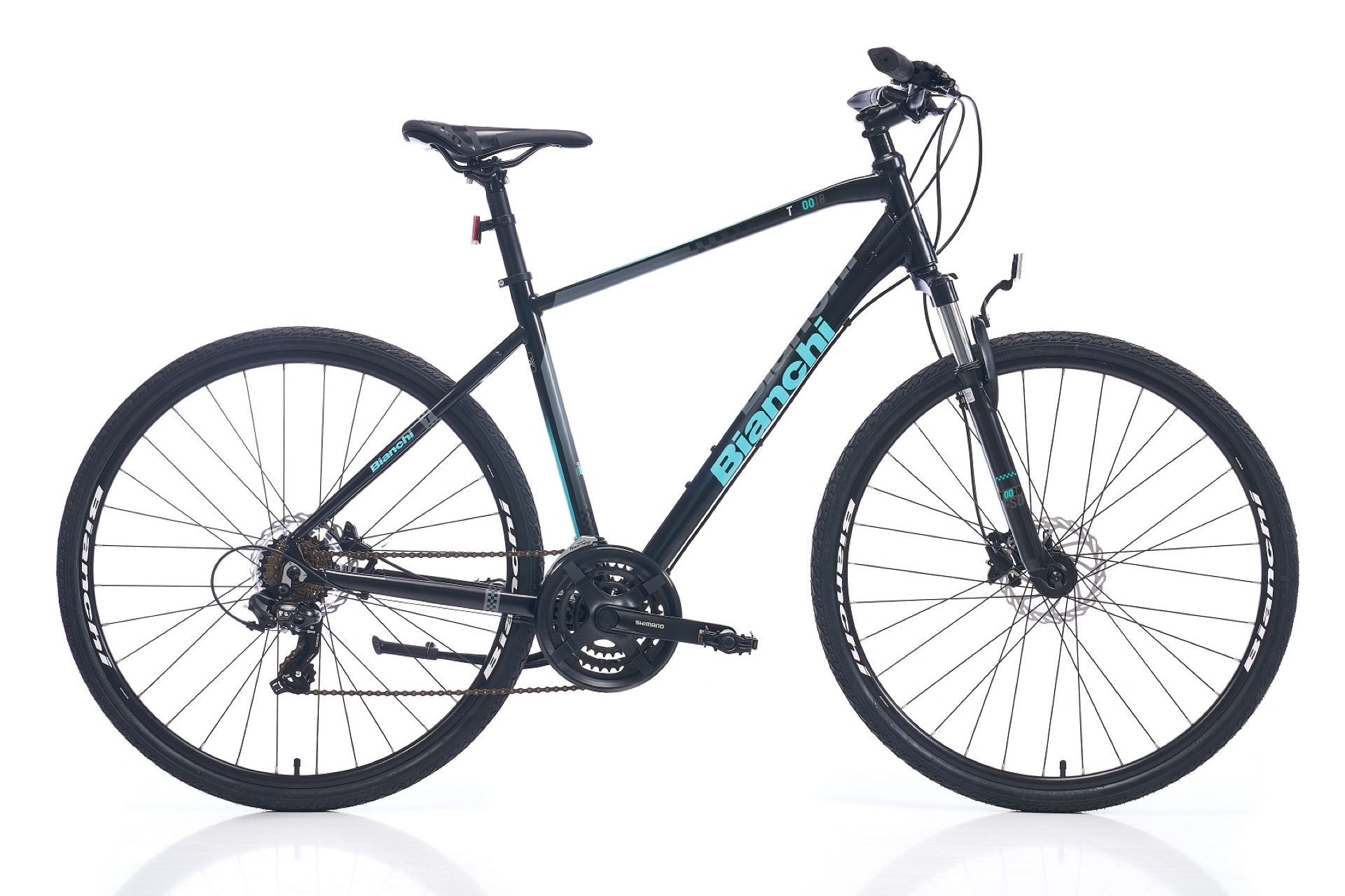 Bianchi T0018-FS-D 21 Vites HD Trekking Bisiklet Siyah - Celeste 51CM