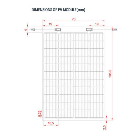 Esnek Monokristal Güneş Paneli 140W (44 Cell)