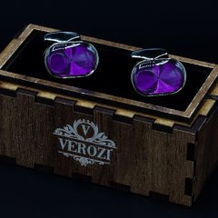 Verozi Kol Düğmesi - Oval Mor Taşlı Füme Gövde - KDOMG