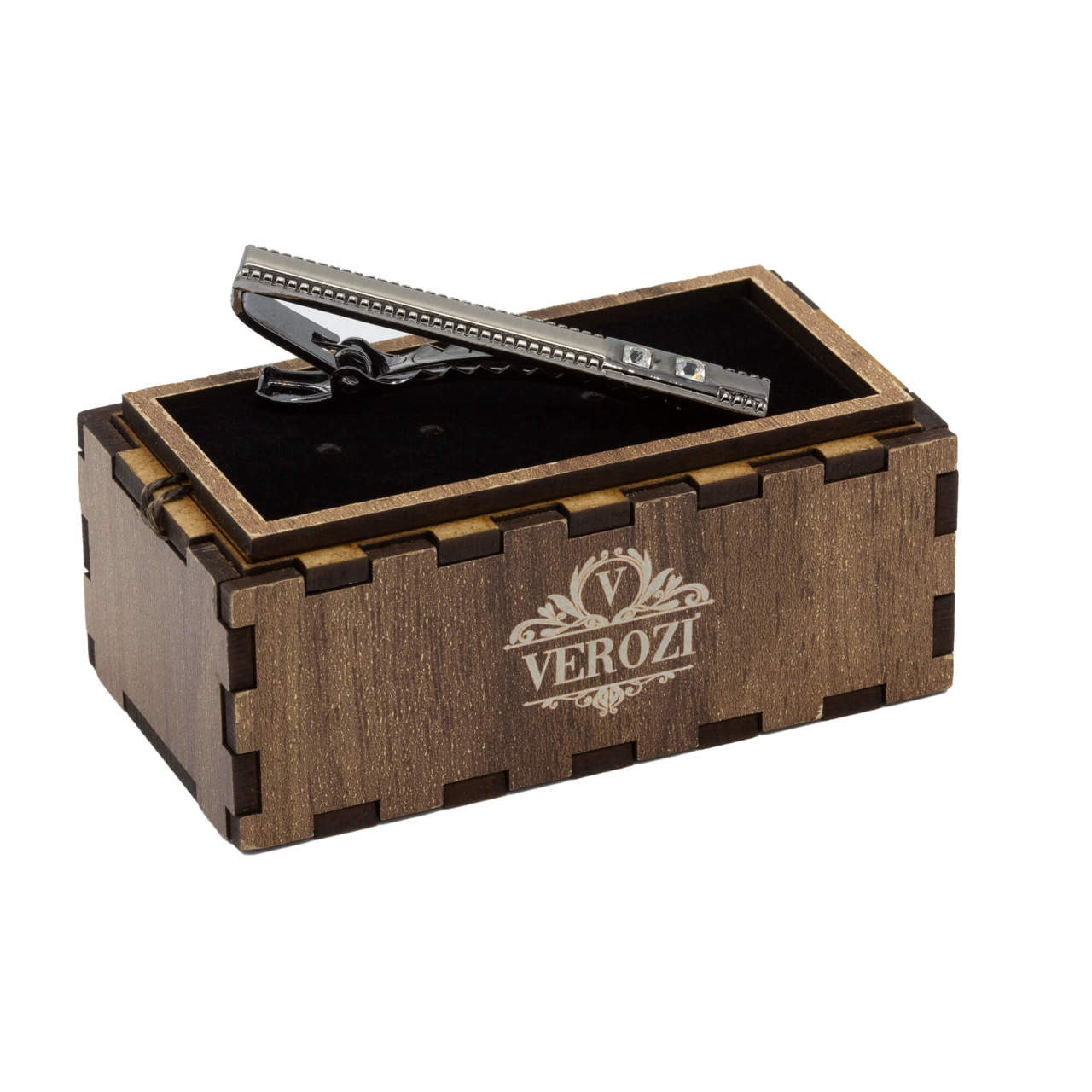 Verozi Kravat İğnesi - Uzun Taşlı Füme Renkli - KIUFTF012