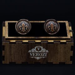 Verozi Kol Düğmesi - Yuvarlak İşlemeli Bakır Renkli Gövde - KDODAB