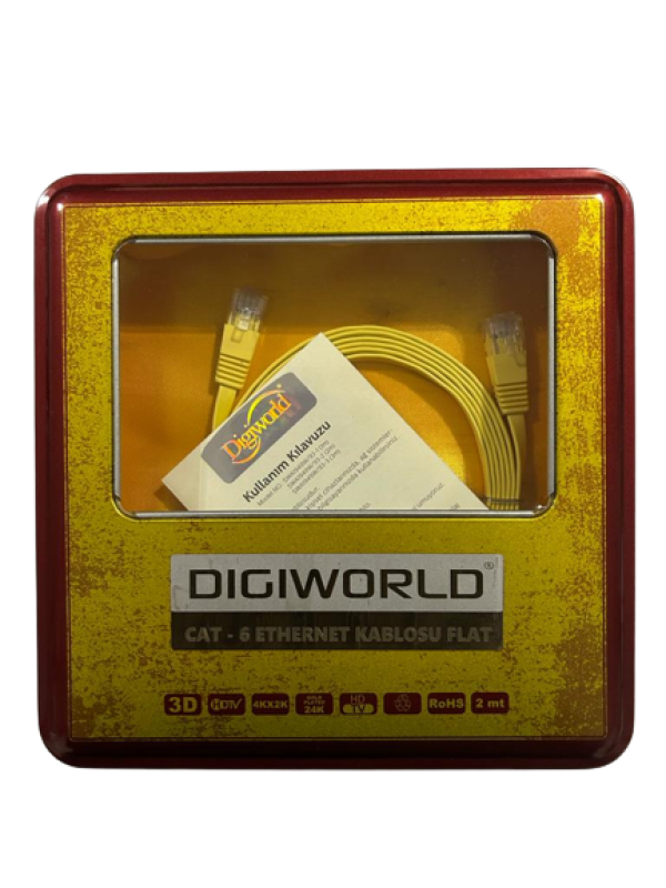 DİGİWORLD CAT-6 ETHERNET KABLOSU 2 m YASSI FLAT