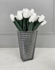 CAM PİRAMİT VAZO FÜME 22x13 CM