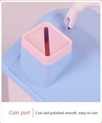EV TASARIM ÇOCUK KUMBARA KİLİTLİ PEMBE RENK (STİCKER HEDİYELİ)