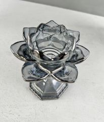 KRİSTAL AYAKLI LOTUS FÜME MUMLUK