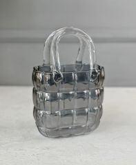 LÜKS ÇANTA MODEL VAZO DEKOR FÜME 22 CM (2 ADET YAPAY GÜL HEDİYELİ)