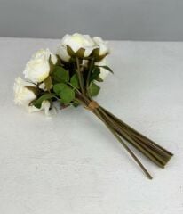 LÜKS DOKULU 11'Lİ YAPAY GÜL BUKETİ KREM