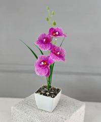 SAKSIDA YAPAY MİNİ ISLAK ORKİDE 30 CM ALACA PEMBE