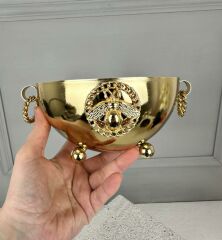 ARI BROŞLU YUVARLAK KÜÇÜK SAKSI GOLD