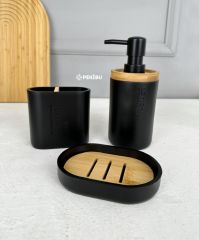 3'LÜ POLİRESİN BANYO SABUNLUK SETİ SİYAH