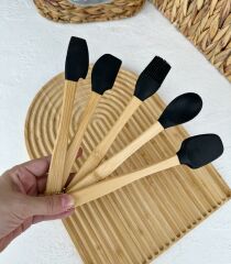 5'Lİ BAMBU SİLİKON MİNİ SPATULA SETİ SİYAH