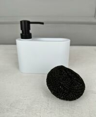 SÜNGERLİK BÖLMELİ OVAL AKRİLİK SIVI SABUNLUK BEYAZ
