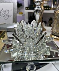 KRİSTAL NİLÜFER OBJE GÜMÜŞ BÜYÜK 7X16 CM