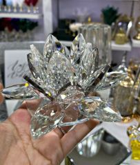 KRİSTAL NİLÜFER OBJE GÜMÜŞ BÜYÜK 7X16 CM
