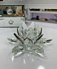 KRİSTAL NİLÜFER OBJE GÜMÜŞ ORTA 6X12 CM