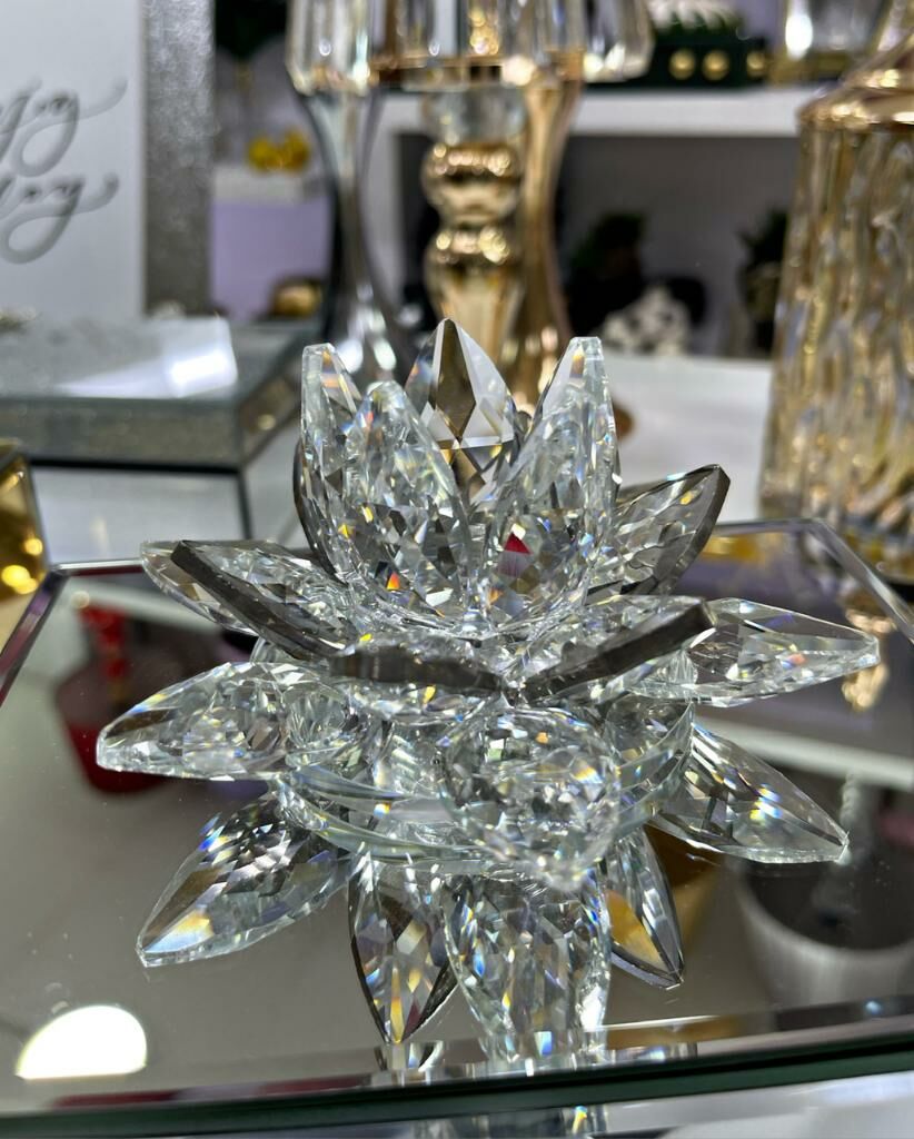 KRİSTAL NİLÜFER OBJE GÜMÜŞ ORTA 6X12 CM
