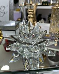 KRİSTAL NİLÜFER OBJE GÜMÜŞ ORTA 6X12 CM
